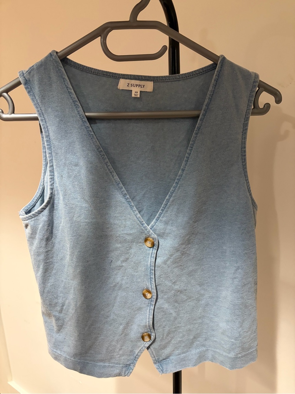 Z Supply Light Blue Button-Front Tank